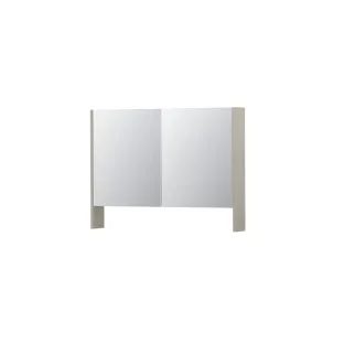 INK SPK3 Mirror cabinet with double mirrored doors - 2 doors in combination with open shelf - socket and switch - 100x14x74 cm - Chalk white