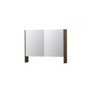 INK SPK3 Mirror cabinet with double mirrored doors - 2 doors in combination with open shelf - socket and switch - 100x14x74 cm - Solid oak Chocolate