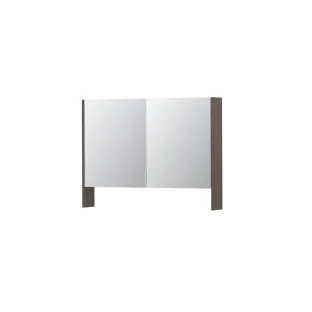 INK SPK3 Mirror cabinet with double mirrored doors - 2 doors in combination with open shelf - socket and switch - 100x14x74 cm - Matt taupe