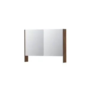 INK SPK3 Mirror cabinet with double mirrored doors - 2 doors in combination with open shelf - socket and switch - 100x14x74 cm - Walnut