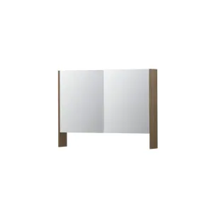 INK SPK3 Mirror cabinet with double mirrored doors - 2 doors in combination with open shelf - socket and switch - 100x14x74 cm - Pure oak