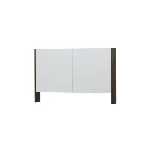 INK SPK3 Mirror cabinet with double mirrored doors - 2 doors in combination with open shelf - socket and switch - 120x14x74 cm - Veneer Charcoal