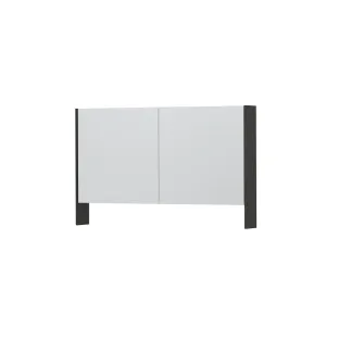 INK SPK3 Mirror cabinet with double mirrored doors - 2 doors in combination with open shelf - socket and switch - 120x14x74 cm - High-gloss anthracite