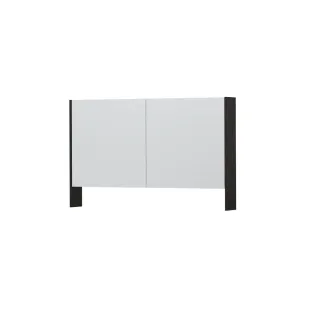 INK SPK3 Mirror cabinet with double mirrored doors - 2 doors in combination with open shelf - socket and switch - 120x14x74 cm - Charcoal oak