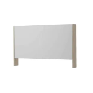 INK SPK3 Mirror cabinet with double mirrored doors - 2 doors in combination with open shelf - socket and switch - 120x14x74 cm - Ivory oak