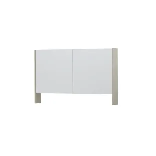 INK SPK3 Mirror cabinet with double mirrored doors - 2 doors in combination with open shelf - socket and switch - 120x14x74 cm - Chalk white