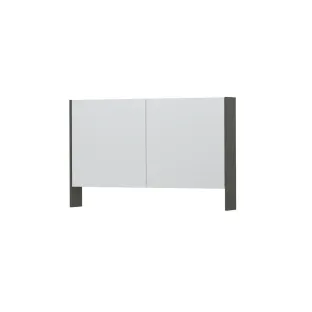 INK SPK3 Mirror cabinet with double mirrored doors - 2 doors in combination with open shelf - socket and switch - 120x14x74 cm - Matt concrete green