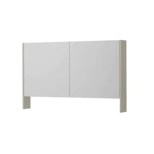 INK SPK3 Mirror cabinet with double mirrored doors - 2 doors in combination with open shelf - socket and switch - 120x14x74 cm - Matt cashmere gray