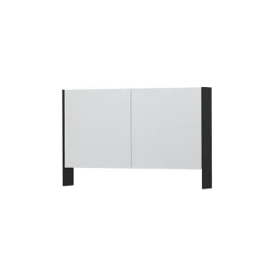 INK SPK3 Mirror cabinet with double mirrored doors - 2 doors in combination with open shelf - socket and switch - 120x14x74 cm - Matt black