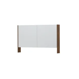 INK SPK3 Mirror cabinet with double mirrored doors - 2 doors in combination with open shelf - socket and switch - 120x14x74 cm - Walnut