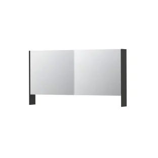 INK SPK3 Mirror cabinet with double mirrored doors - 2 doors in combination with open shelf - socket and switch - 140x14x74 cm - High-gloss anthracite