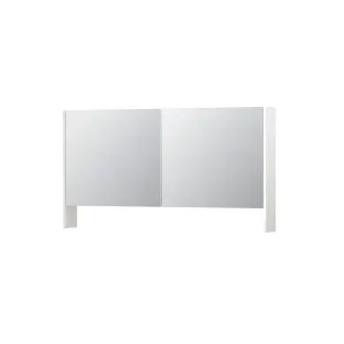 INK SPK3 Mirror cabinet with double mirrored doors - 2 doors in combination with open shelf - socket and switch - 140x14x74 cm - High-gloss white