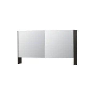 INK SPK3 Mirror cabinet with double mirrored doors - 2 doors in combination with open shelf - socket and switch - 140x14x74 cm - Intense oak