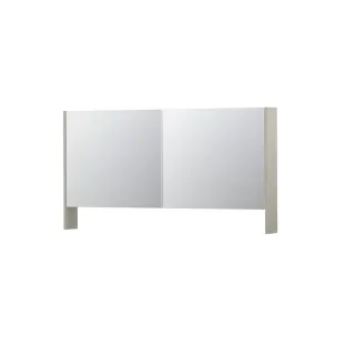 INK SPK3 Mirror cabinet with double mirrored doors - 2 doors in combination with open shelf - socket and switch - 140x14x74 cm - Chalk white