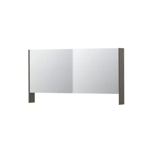 INK SPK3 Mirror cabinet with double mirrored doors - 2 doors in combination with open shelf - socket and switch - 140x14x74 cm - Matt taupe