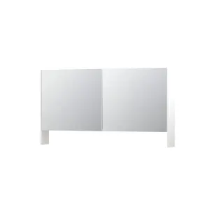 INK SPK3 Mirror cabinet with double mirrored doors - 2 doors in combination with open shelf - socket and switch - 140x14x74 cm - Matt white