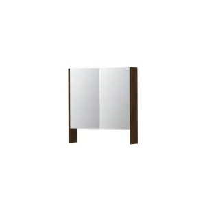 INK SPK3 Mirror cabinet with double mirrored doors - 2 doors in combination with open shelf - socket and switch - 70x14x74 cm - Copper oak