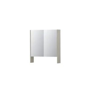 INK SPK3 Mirror cabinet with double mirrored doors - 2 doors in combination with open shelf - socket and switch - 70x14x74 cm - Chalk white