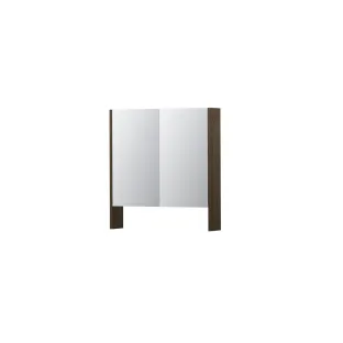 INK SPK3 Mirror cabinet with double mirrored doors - 2 doors in combination with open shelf - socket and switch - 70x14x74 cm - Solid oak Charcoal