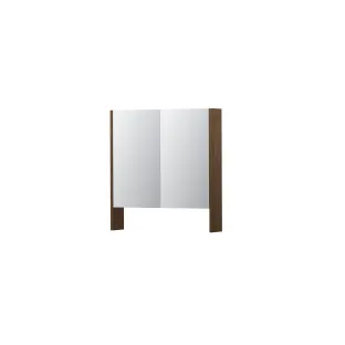 INK SPK3 Mirror cabinet with double mirrored doors - 2 doors in combination with open shelf - socket and switch - 70x14x74 cm - Solid oak Chocolate