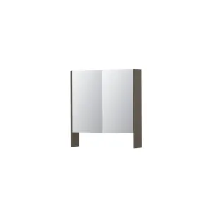 INK SPK3 Mirror cabinet with double mirrored doors - 2 doors in combination with open shelf - socket and switch - 70x14x74 cm - Matt taupe