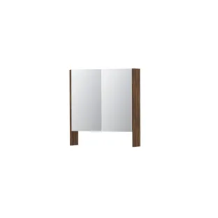 INK SPK3 Mirror cabinet with double mirrored doors - 2 doors in combination with open shelf - socket and switch - 70x14x74 cm - Walnut