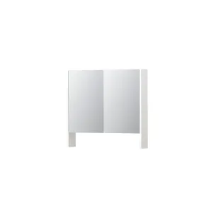 INK SPK3 Mirror cabinet with double mirrored doors - 2 doors in combination with open shelf - socket and switch - 80x14x74 cm - High-gloss white