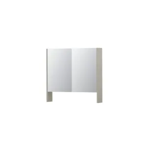 INK SPK3 Mirror cabinet with double mirrored doors - 2 doors in combination with open shelf - socket and switch - 80x14x74 cm - Chalk white