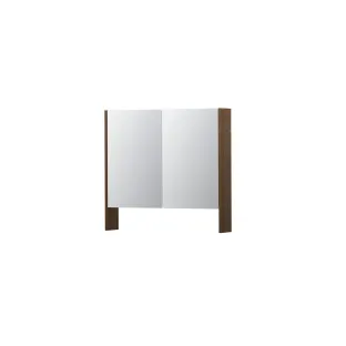 INK SPK3 Mirror cabinet with double mirrored doors - 2 doors in combination with open shelf - socket and switch - 80x14x74 cm - Solid oak Chocolate