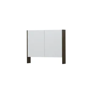 INK SPK3 Mirror cabinet with double mirrored doors - 2 doors in combination with open shelf - socket and switch - 90x14x74 cm - Veneer Charcoal