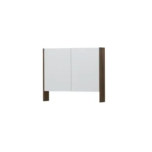 INK SPK3 Mirror cabinet with double mirrored doors - 2 doors in combination with open shelf - socket and switch - 90x14x74 cm - Veneer Chocolate