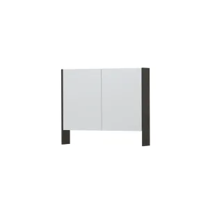 INK SPK3 Mirror cabinet with double mirrored doors - 2 doors in combination with open shelf - socket and switch - 90x14x74 cm - Smoked oak