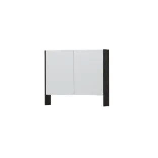 INK SPK3 Mirror cabinet with double mirrored doors - 2 doors in combination with open shelf - socket and switch - 90x14x74 cm - Charcoal oak