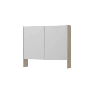 INK SPK3 Mirror cabinet with double mirrored doors - 2 doors in combination with open shelf - socket and switch - 90x14x74 cm - Ivory oak