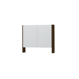 INK SPK3 Mirror cabinet with double mirrored doors - 2 doors in combination with open shelf - socket and switch - 90x14x74 cm - Copper oak