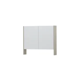 INK SPK3 Mirror cabinet with double mirrored doors - 2 doors in combination with open shelf - socket and switch - 90x14x74 cm - Chalk white