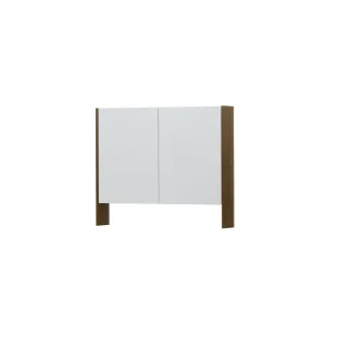 INK SPK3 Mirror cabinet with double mirrored doors - 2 doors in combination with open shelf - socket and switch - 90x14x74 cm - Solid oak Ash grey