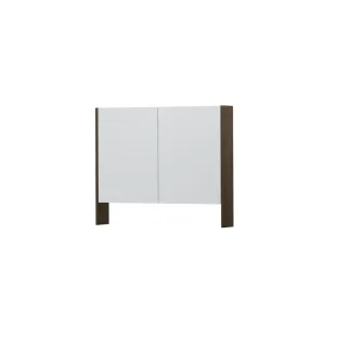 INK SPK3 Mirror cabinet with double mirrored doors - 2 doors in combination with open shelf - socket and switch - 90x14x74 cm - Solid oak Charcoal