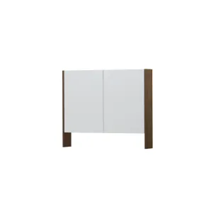 INK SPK3 Mirror cabinet with double mirrored doors - 2 doors in combination with open shelf - socket and switch - 90x14x74 cm - Solid oak Chocolate