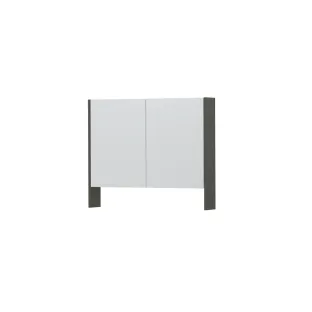 INK SPK3 Mirror cabinet with double mirrored doors - 2 doors in combination with open shelf - socket and switch - 90x14x74 cm - Matt concrete green