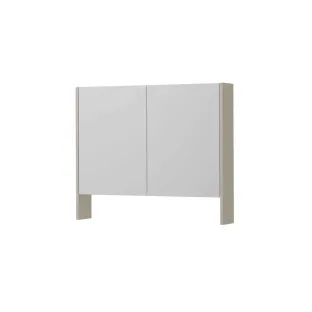 INK SPK3 Mirror cabinet with double mirrored doors - 2 doors in combination with open shelf - socket and switch - 90x14x74 cm - Matt cashmere gray