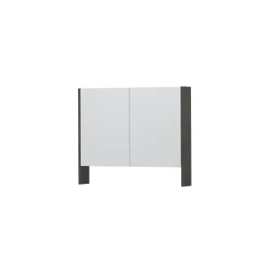 INK SPK3 Mirror cabinet with double mirrored doors - 2 doors in combination with open shelf - socket and switch - 90x14x74 cm - Primeval grey