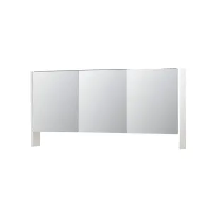 INK SPK3 Mirror cabinet with double mirrored doors - 3 doors in combination with open shelf - socket and switch - 160x14x74 cm - High-gloss white