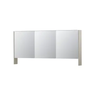 INK SPK3 Mirror cabinet with double mirrored doors - 3 doors in combination with open shelf - socket and switch - 160x14x74 cm - Chalk white