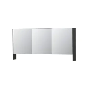 INK SPK3 Mirror cabinet with double mirrored doors - 3 doors in combination with open shelf - socket and switch - 160x14x74 cm - Matt anthracite