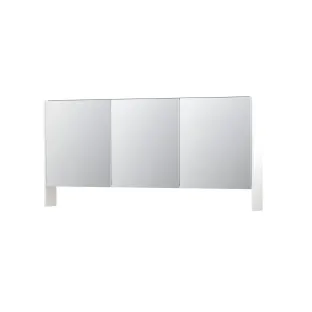 INK SPK3 Mirror cabinet with double mirrored doors - 3 doors in combination with open shelf - socket and switch - 160x14x74 cm - Matt white