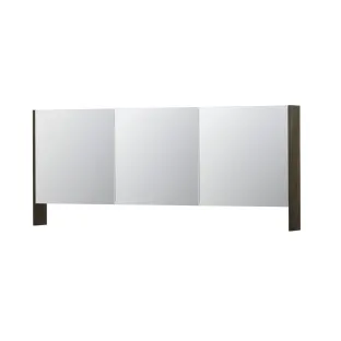 INK SPK3 Mirror cabinet with double mirrored doors - 3 doors in combination with open shelf - socket and switch - 180x14x74 cm - Veneer Charcoal