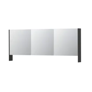 INK SPK3 Mirror cabinet with double mirrored doors - 3 doors in combination with open shelf - socket and switch - 180x14x74 cm - High-gloss anthracite