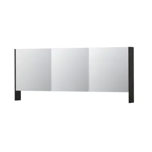 INK SPK3 Mirror cabinet with double mirrored doors - 3 doors in combination with open shelf - socket and switch - 180x14x74 cm - Charcoal oak