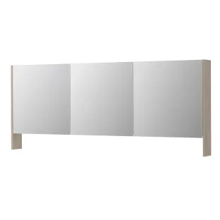 INK SPK3 Mirror cabinet with double mirrored doors - 3 doors in combination with open shelf - socket and switch - 180x14x74 cm - Ivory oak